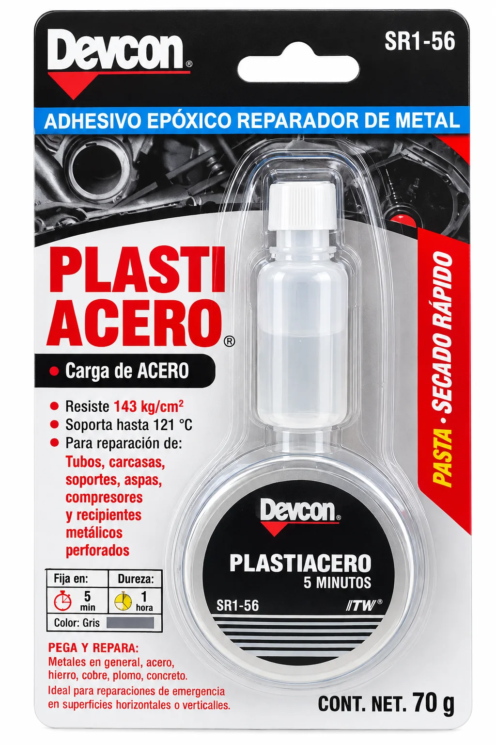 ADHESIVO EPOXICO REPARADOR DE METAL PLSTI ACERO 70g SR1-56 DEVCON
