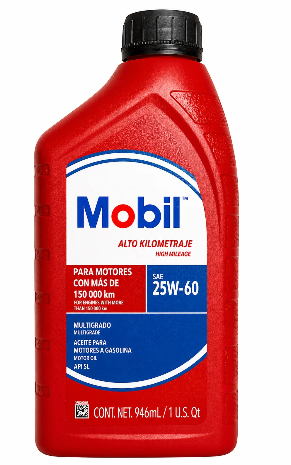 ACEITE MOBIL PARA MOTORES A GASOLINA DE ALTO KILOMETRAJE CON MAS DE 150,000km SAE 25W-60 API SL MULTIGRADO 946ml