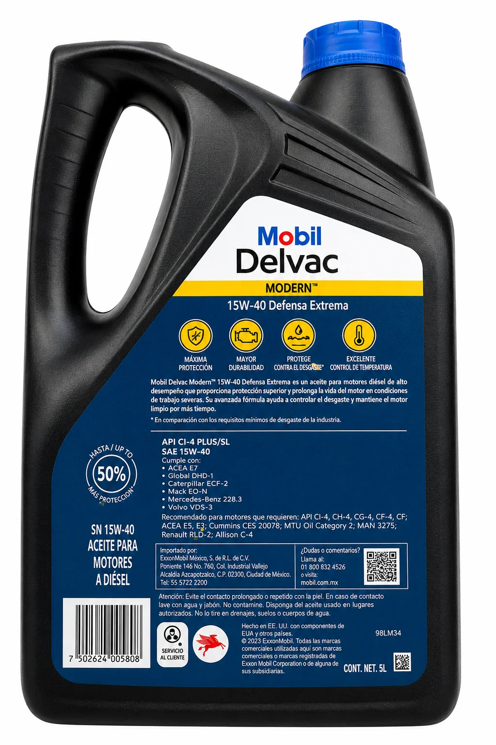 ACEITE MOBIL DELVAC MODERN PARA MOTORES A DIESEL SAE 15W-40 API CI-4 PLUS/SL 5L