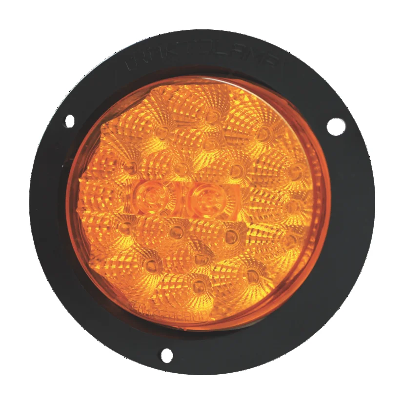 PLAFON REDONDO 4" AMBAR 20 LEDS FIJOS CON EMBELLESEDOR DE RECMACHE NEGRO 12/24V 8042NERA TRAKTOLAMP