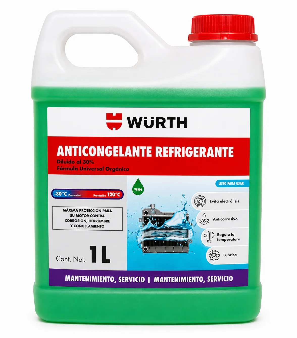 ANTICONGELANTE VERDE WURTH 1L OK